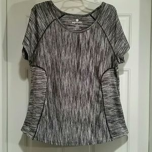 Black, Grey + White Performance Work Out Top Sz 2X